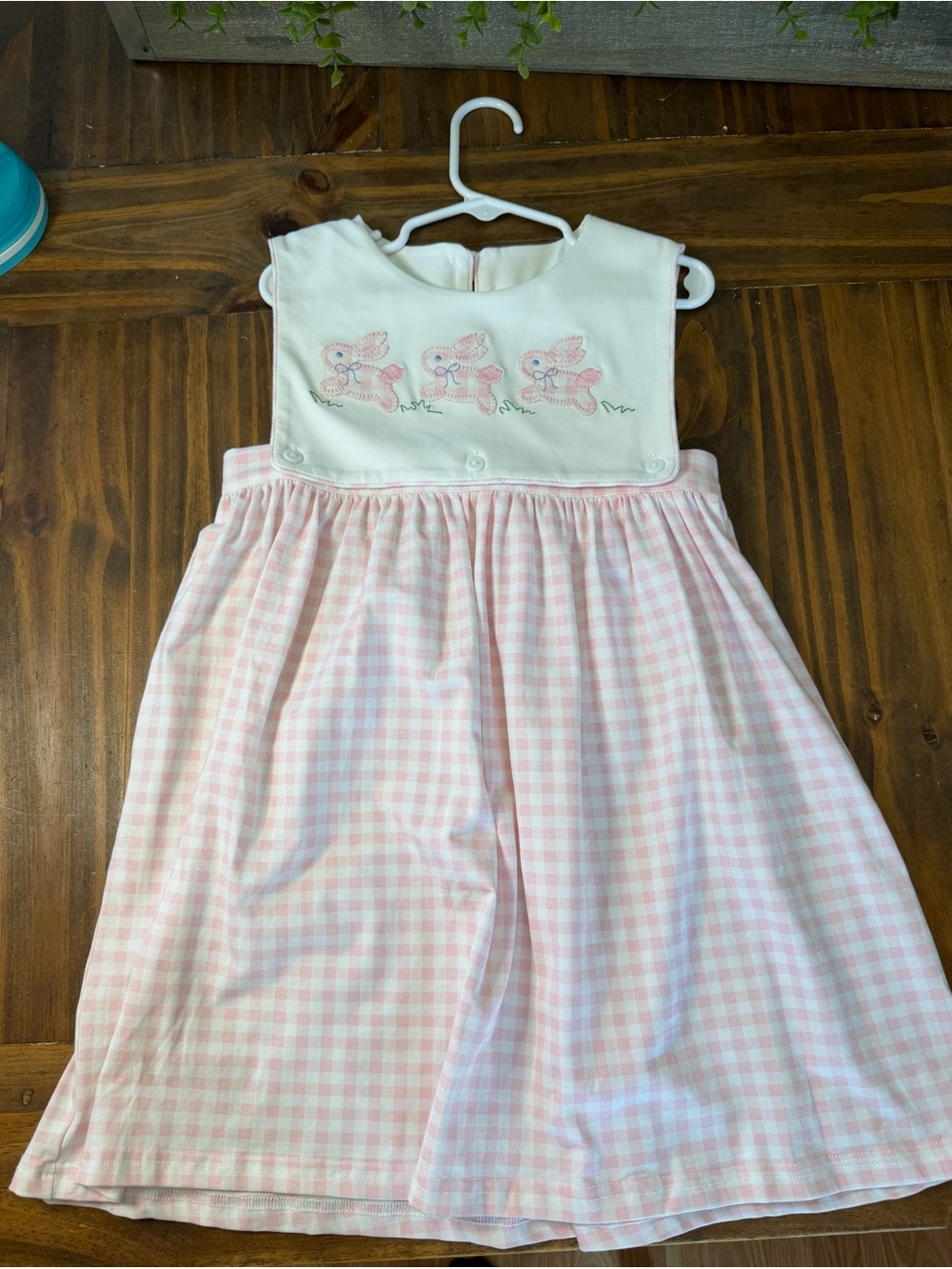 Pink Gingham Smocked Kids Dress Size 6